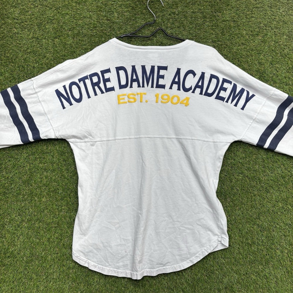 Notre Dame Spirit Jersey Unisex Small Long Sleeve Academy White Sportswear